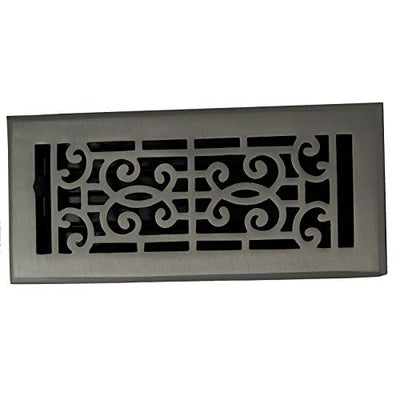 4 x 10 Cast Brass Baroque Vent Covers - Brushed Nickel (Overall: 5.25 x 11.5)