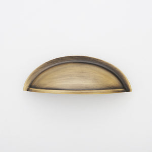 Lucy Cup Solid Brass Drawer Pull - Antique Brass - Length (in): 4.75 - Center (in): 3