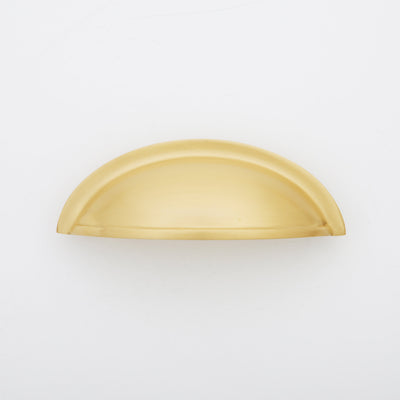 Lucy Cup Solid Brass Drawer Pull - Satin Brass - Length (in): 4.75 - Center (in): 3