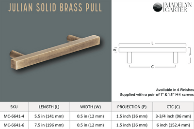 Julian Solid Brass Drawer Pull
