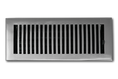 Cast Brass Contemporary Vent Covers - Brushed Nickel - 4" x 12" (Overall: 5-1/4" x 13-1/2")